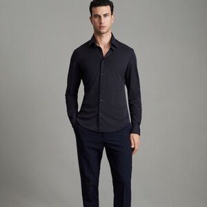 Reiss Voyager Slim Fit Two-Tone Button Down Shirt M